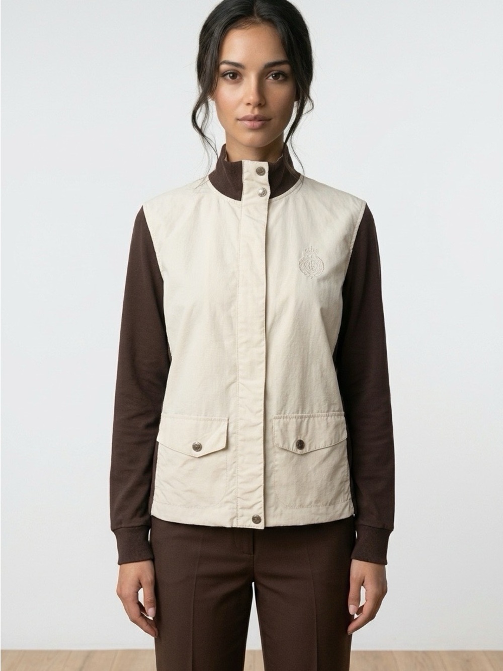 Vintage 90s Lauren Ralph Lauren Active Cream and Brown Jacket XL